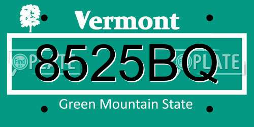 8525BQ Vermont License Plate