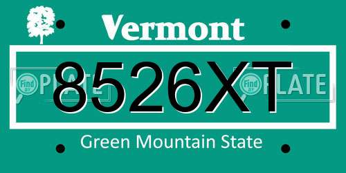 8526XT Vermont License Plate