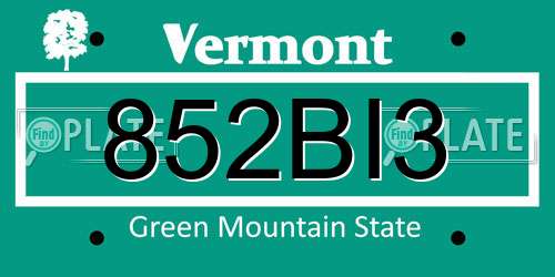 852BI3 Vermont License Plate