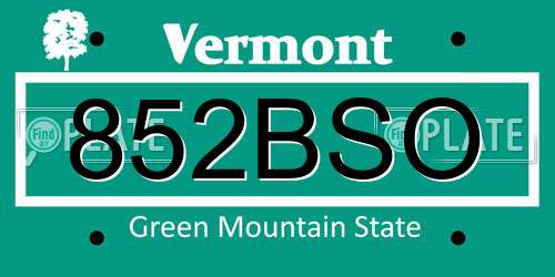 852BSO Vermont License Plate