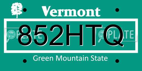 852HTQ Vermont License Plate