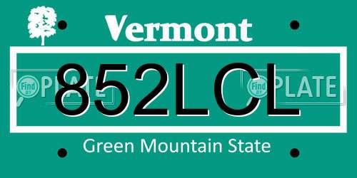 852LCL Vermont License Plate