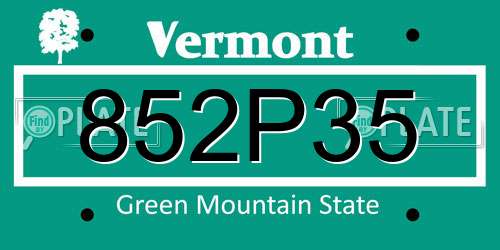 852P35 Vermont License Plate