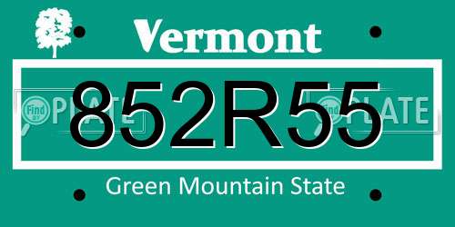 852R55 Vermont License Plate