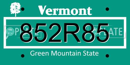 852R85 Vermont License Plate