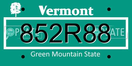 852R88 Vermont License Plate