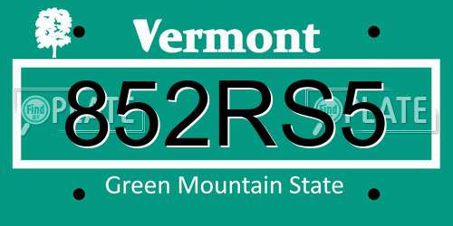 852RS5 Vermont License Plate