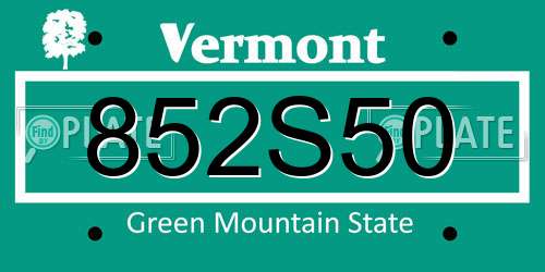 852S50 Vermont License Plate