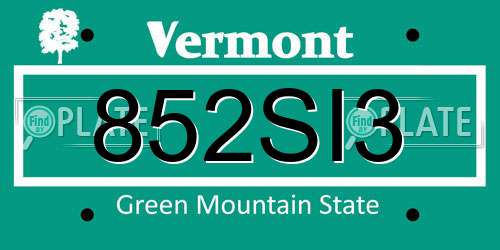 852SI3 Vermont License Plate
