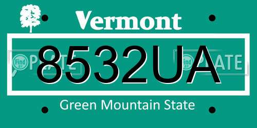 8532UA Vermont License Plate