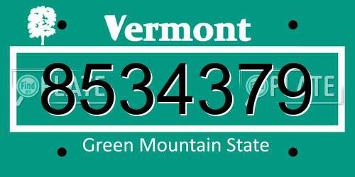 8534379 Vermont License Plate