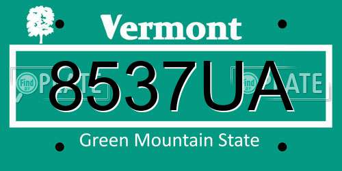 8537UA Vermont License Plate