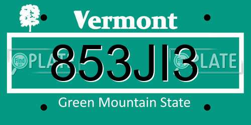 853JI3 Vermont License Plate