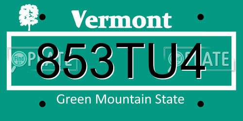 853TU4 Vermont License Plate