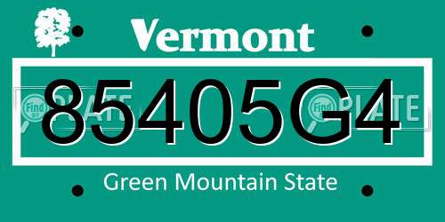 85405G4 Vermont License Plate