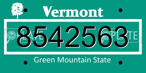 8542563 Vermont License Plate