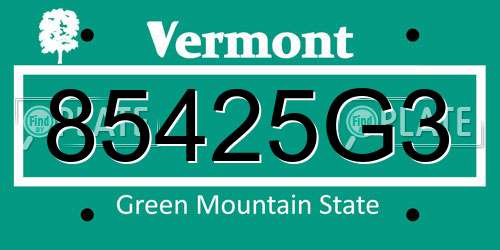 85425G3 Vermont License Plate