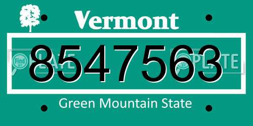 8547563 Vermont License Plate