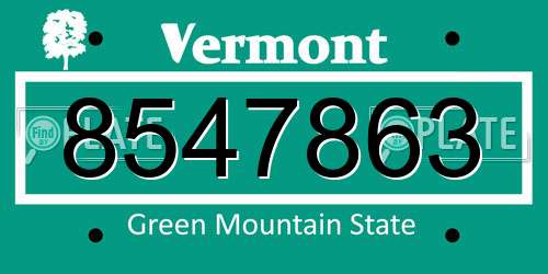 8547863 Vermont License Plate