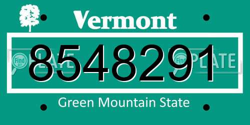 8548291 Vermont License Plate