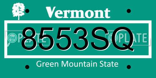 8553SQ Vermont License Plate