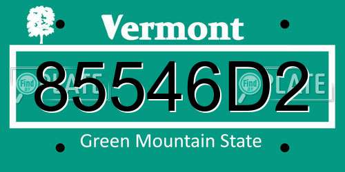 85546D2 Vermont License Plate