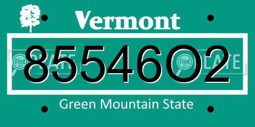 85546O2 Vermont License Plate
