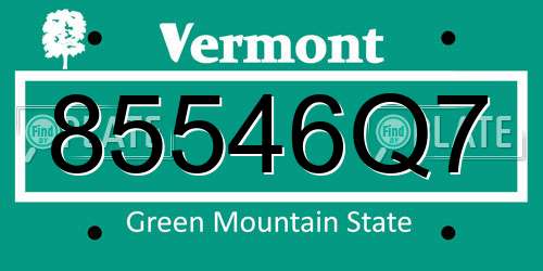85546Q7 Vermont License Plate