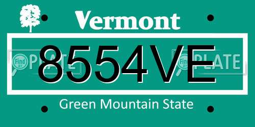 8554VE Vermont License Plate