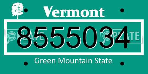 8555034 Vermont License Plate