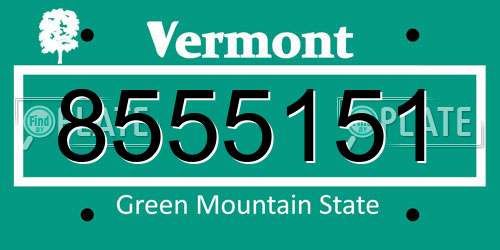 8555151 Vermont License Plate