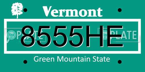 8555HE Vermont License Plate