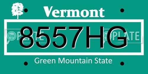 8557HG Vermont License Plate