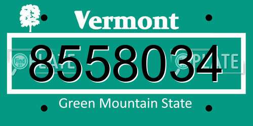 8558034 Vermont License Plate