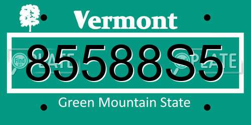 85588S5 Vermont License Plate