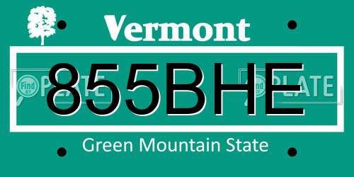 855BHE Vermont License Plate