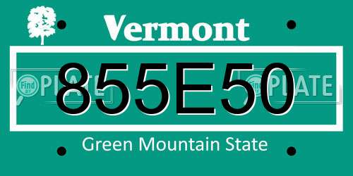 855E50 Vermont License Plate