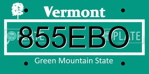 855EBO Vermont License Plate