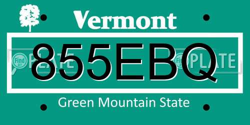 855EBQ Vermont License Plate