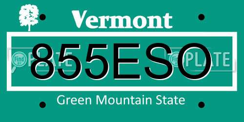 855ESO Vermont License Plate