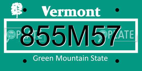 855M57 Vermont License Plate