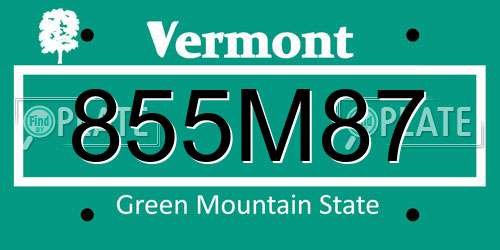 855M87 Vermont License Plate