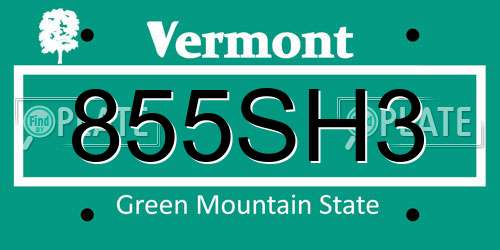 855SH3 Vermont License Plate