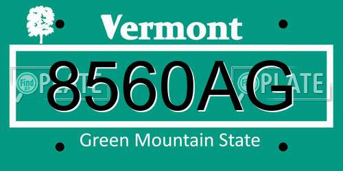 8560AG Vermont License Plate