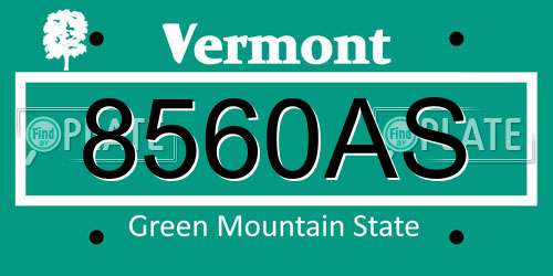 8560AS Vermont License Plate
