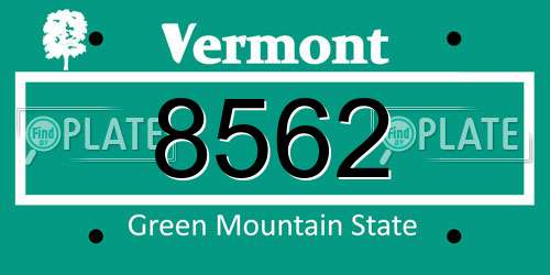 8562 Vermont License Plate