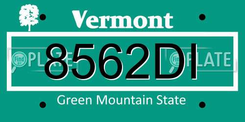 8562DI Vermont License Plate