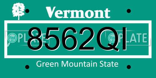 8562QI Vermont License Plate