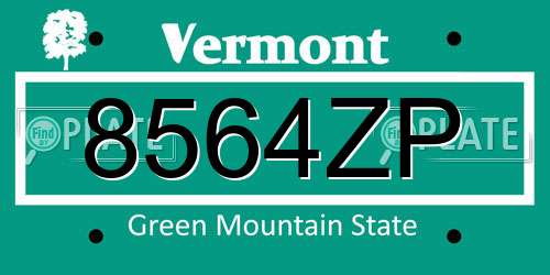 8564ZP Vermont License Plate