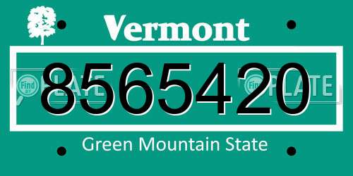 8565420 Vermont License Plate
